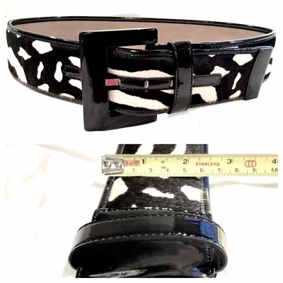 Cinturón para mujer Ann Taylor de cuero estampado + piel de vaca de 2 1/2 pulgadas de ancho talla M” Foto 1 de 4