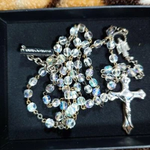 Dolce & Gabbana Men Crystal Beads Necklace Rosary Luxury Casual Accessory Italia - Picture 1 of 5