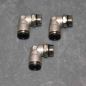 (3) Aignep Male Swivel 90° Elbow 50110N-10-3/8, 10mm Tube x3/8" NPT Pipe, Brass - Picture 1 of 6