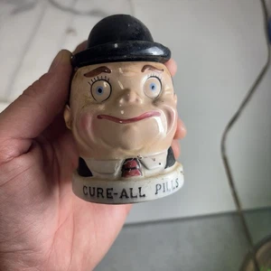 Vintage Shafford Co. Mann Kopf Gesicht Glas Heilung alle Pillen 1960 gestempelt mit Etikett *lesen - Bild 1 von 7