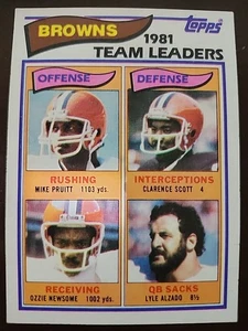 1982 Topps - Team Leaders Ozzie Newsome, Mike Pruitt, Lyle Alzado #55 - Picture 1 of 2