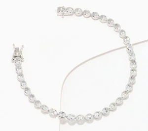 Brazalete tenis topacio blanco corte ovalado plata esterlina Affinity Gems 6-1/2" - Imagen 1 de 1