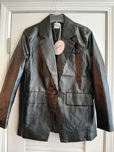 Princess Polly Jocelyn Black Faux Leather Blazer Jacket Size XS/S NWT - Picture 1 of 5