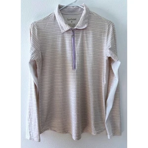San Soleil Viertel-Reißverschluss Damen Medium lila Streifen UPF 50 Sonne Golf Outdoor - Bild 1 von 8