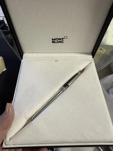 MONT BLANC SOLITAIRE CARBON STEEL ROLLER BALL GRAY SILVER #23563 NEVER USED - Picture 1 of 7