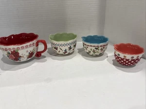 The Pioneer Woman "Cheerful Rose"  4 Piece Measuring Cup Set- Ceramic Multi Clr - Picture 1 of 17