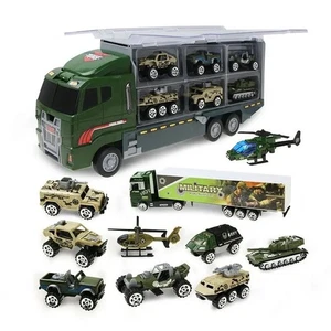 Big Trucks Set Mini  Car Model Carrier Truck Helicopter & Tank Fire Truck  - Picture 1 of 23