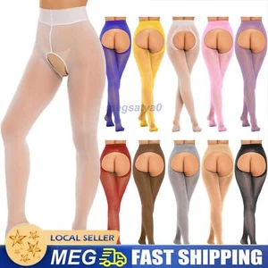Women Sexy Crotchless Pantyhose See-through Tights Elastic Waistband Stockings - Picture 1 of 37