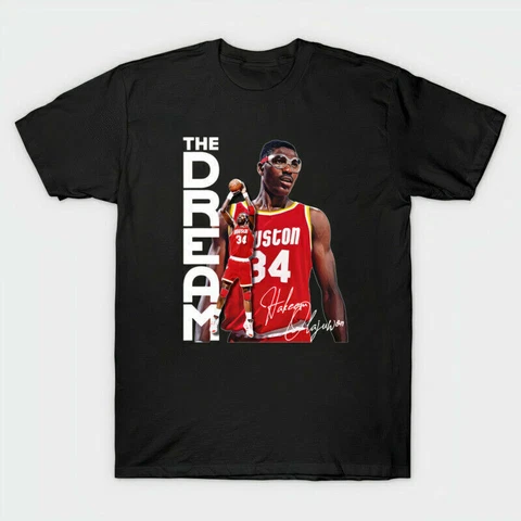 Hakeem Olajuwon Houston Rockets T-shirt Sport Basketball Team Funny Cotton Cover