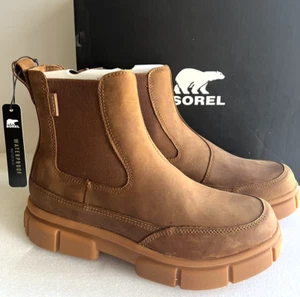 New Sorel EXPLORER STRT Chelsea Boots Tan Brown Waterproof Leather Women Sz 8 - Picture 1 of 10