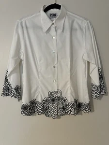 Pong Poco Limited White & Black Embroidered Blouse Size Medium New - Bild 1 von 4