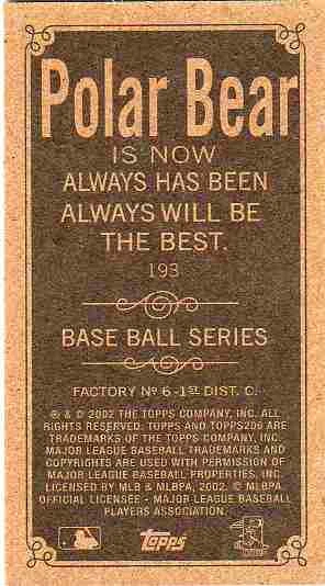 2002 Topps 206 Baseball Mini Polar Bear Back You Pick Complete Your Set 379-456 - Image 1 of 1