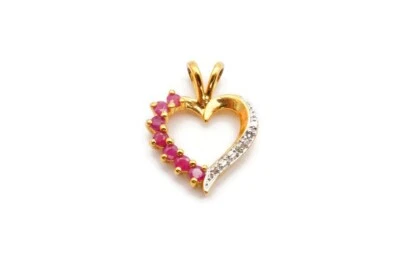 Ross Simons Gold Plated Sterling Silver 925 Ruby Diamond Heart Pendant - Image 1 of 4