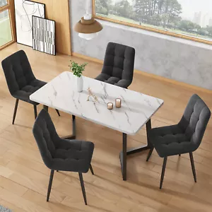 Küchentisch mit 4 Stühlen Set Esszimmergruppe Esstisch Esszimmerstuhl Set Grau - Bild 1 von 9