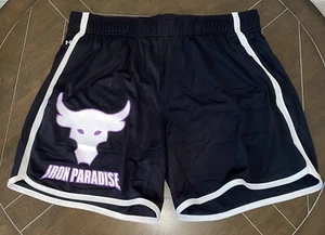 Under Armour Project Rock Mesh Shorts Size Medium Iron Paradise Black - Picture 1 of 7