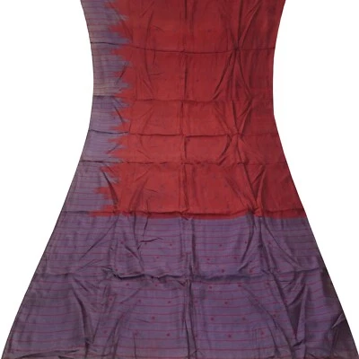 Vintage Red 100% Pure Silk Handwoven Sari Remnant 4YD Craft Fabric Silk Scrap - Image 1 of 4