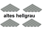 LEGO 4 Flügelplatten 6x6 Noppen Wedge Plate Cut Corner in ALT HELLGRAU 6106 used