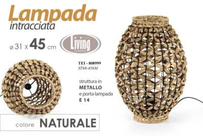 LAMPADA LANTERNA PIANTANA DA TERRA VIMINI LUMETTO ABAT JOUR INTRECCIATA 45*31 cm - Immagine 1 di 2