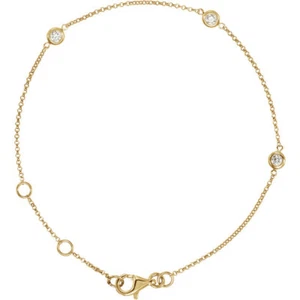 Juego de bisel de diamante 3 estaciones 7" pulsera en oro amarillo 14K (1/6 quilates tw.) - Imagen 1 de 3