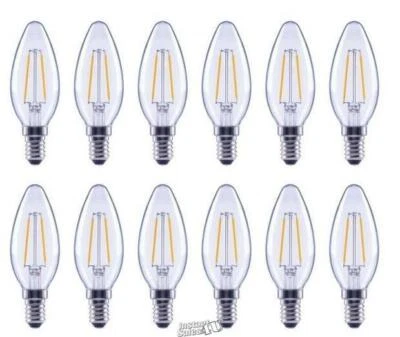 12 LED Bulbs 60-Watt Equivalent B11 Dimmable Clear Glass Filament Vintage Edison - Image 1 of 3