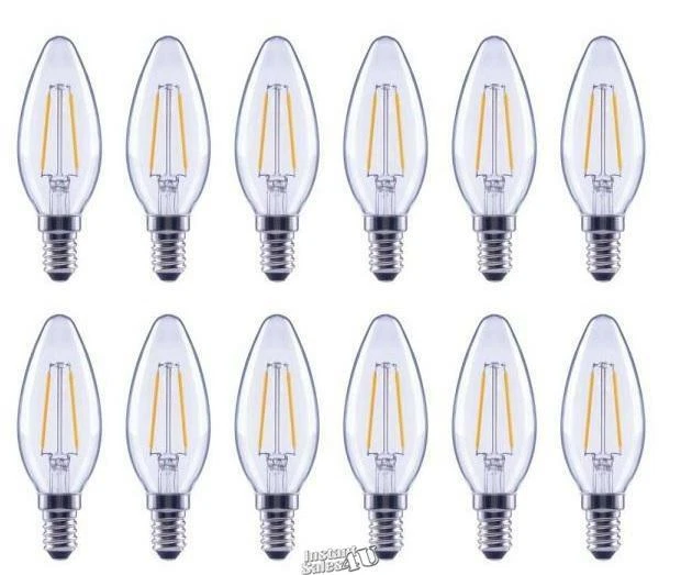 12 LED Bulbs 60-Watt Equivalent B11 Dimmable Clear Glass Filament Vintage Edison - Image 1 of 3