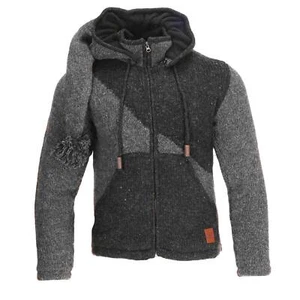 Knitted Jacket Goa Wool Winter Fleece Lining Pointed Hood Unisex Fair Goa - Picture 1 of 1