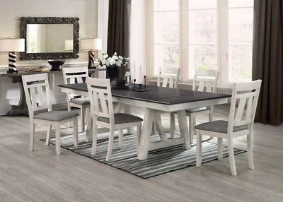 NEW Modern 66"-94" Extendable Dining Table Rustic Chalk Gray Chairs Bench Server - Image 1 of 4