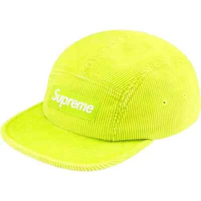 Boné de acampamento Supreme veludo amarelo neon - Imagem 1 de 2