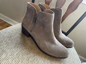 Women’s Lucky Brand Ankle Boots Gray Tan Booties Shoes Size 11 Leather