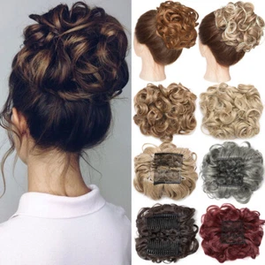 REAL LARGE Scrunchy Messy Bun Hair Peices Comb Clip Hair Extension Ponytail Updo - Picture 1 of 33