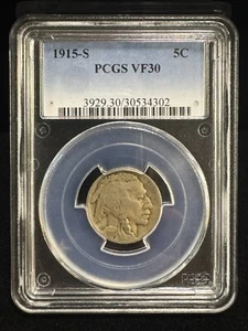 1915-S Buffalo Nickel – PCGS VF30 Rare Date Coin - Picture 1 of 4