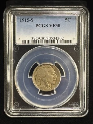 1915-S Buffalo Nickel – PCGS VF30 Rare Date Coin - Image 1 of 4