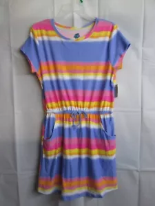 extremely me girls Rainbow striped short sleeve shirt dress size 14 - Picture 1 of 6