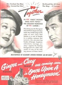 1942 WWII movie Ginger Rogers and Cary Grant vintage print ad celebrity L13 - Picture 1 of 1