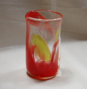 Art Glass Handmade Craft Beer Glass HGCB Orange Swirl - Picture 1 of 6