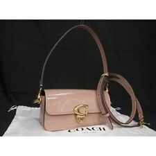 Coach Ce761 Studio Baguette Patent Leather 2Way Handbag Shoulder Pink Beige Av64