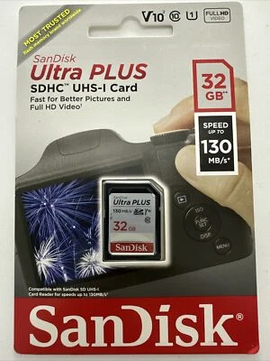 SanDisk - Ultra Plus 32GB SDHC UHS-I Memory Card SEALED Free shipping - Image 1 of 2