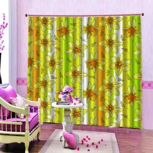 Blooming Orange Flowers Printing 3D Blockout Curtains Fabric Window Home Decor - Bild 1 von 12