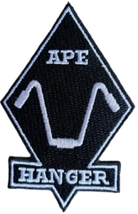 APE HANGER MC MOTORCYCLE BIKER CLUB GANG BLACK WHITE VEST JACKET IRON ON PATCH - Picture 1 of 2