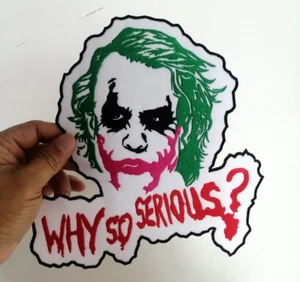 Joker Why So Serious Batman Movie Crazy face Embroidered Iron-On Sew-on patch - Picture 1 of 6