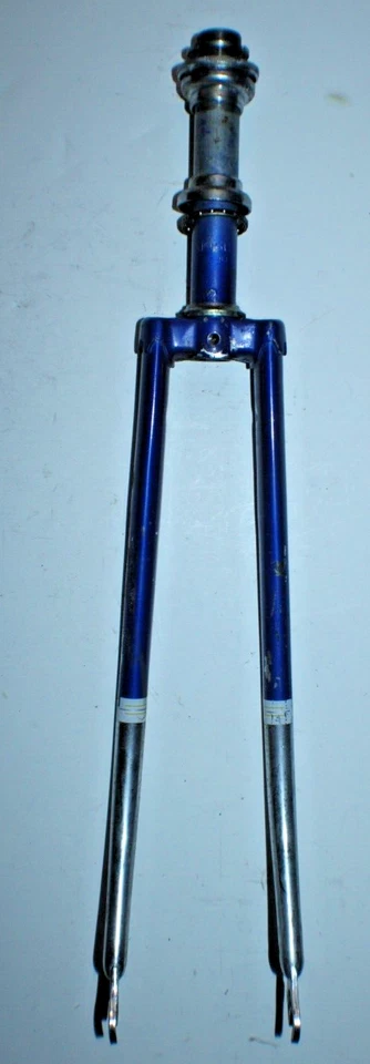 Vintage Touring Road Bike Fork 27" 1" Threaded 160mm Blue Lugged Steel Fast Ship - Image 1 of 4