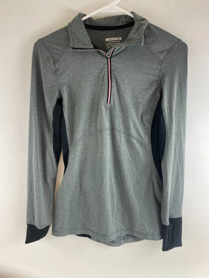 Camisa de rendimiento capa 8 para mujer talla S gris cuarto cremallera ropa deportiva Qwick-Dry Foto 1 de 4