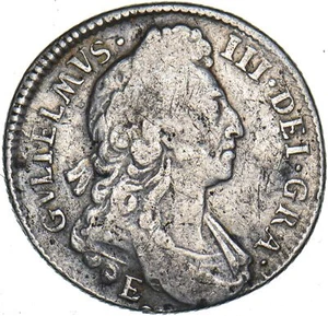 Moneda de plata británica 1696 chelín E (Exeter Mint) - Guillermo III - Imagen 1 de 2