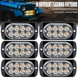 6X 8 LED Amber White Truck Car Emergency Beacon Warning Hazard Strobe Light Bar - Picture 1 of 12