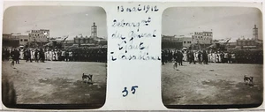 Maroc Casablanca.Stereo sur verre originale.Morocco.1912.Débarqu.Général Lyautey - Imagen 1 de 1