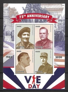 Guyana 2020 75th Anniversary of Victory Sheetlet of 4 Stamps Mint Unhinged - Picture 1 of 1