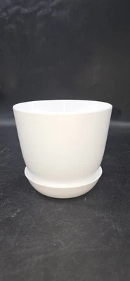 Paquete de 10 mini ollas redondas de plástico blanco Youngever de 4,5" X 3,9" con base/platillo hágalo usted mismo  Foto 1 de 4