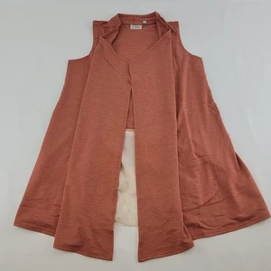 LOGO Lori Goldstein A261095 XXS Auburn Knit Tank Top Sheer Chiffon Hem Pocket - Picture 1 of 9