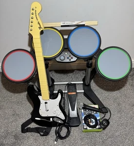 Xbox 360 Rock Band/ Guitar Hero Band set + Games Bundle Working - Wired - - Picture 1 of 6