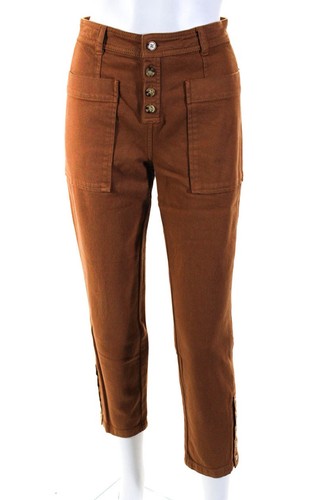 TORY BURCH Denim donna Something Navy bottoni mosca marrone ruggine taglia 2